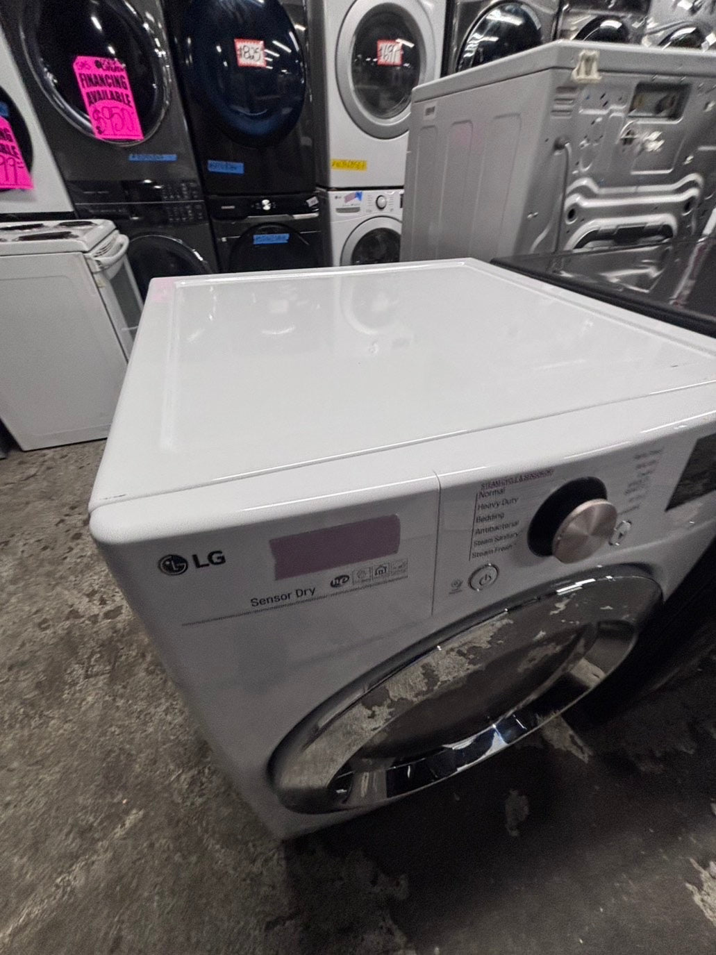 >*LG like new sensor Dry front load stackable electric 220v dryer in white color used-refurbished 27" #DLGH16B