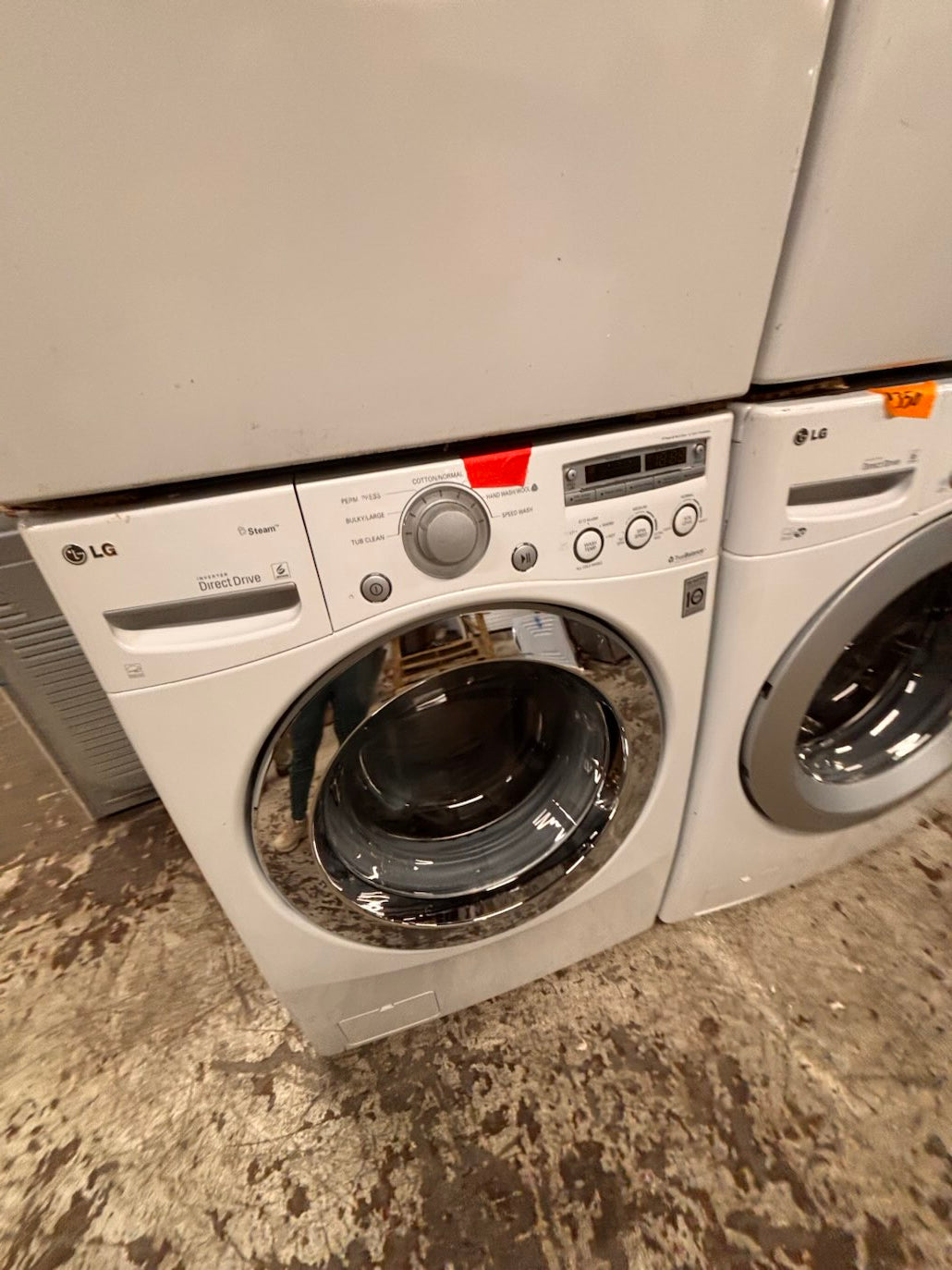 } } special🔥LG washer & dryer set large capacity,electric 220v front load stackable or side by side - sensor dry , working 💯 with warranty ! in white color used,refurbished #LGWW94SET