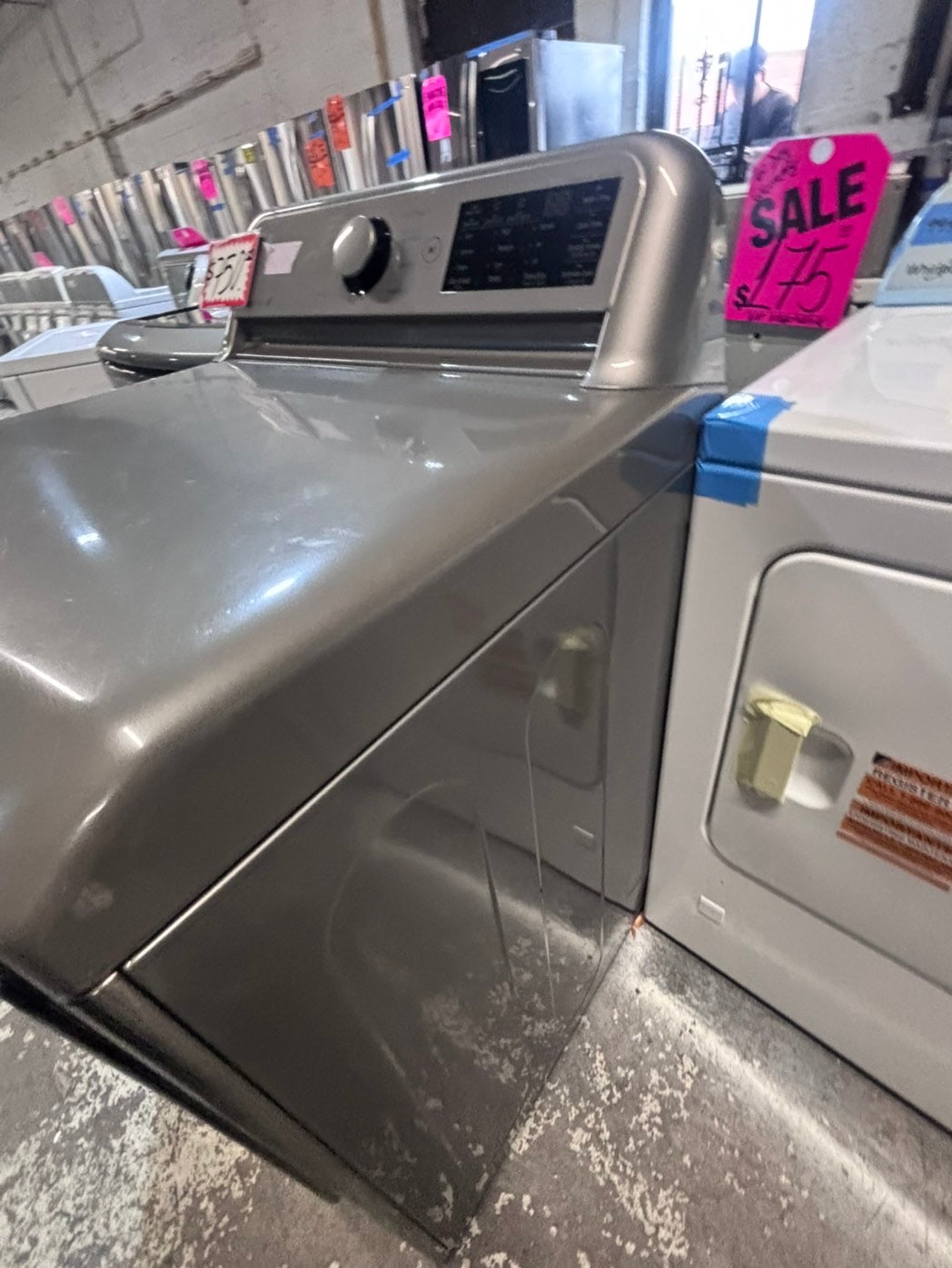 >> LG gray top top load washer large capacity & dryer set electric 220v side x side top load stainless steel drum gray color used-refurbished #WTL1TYB