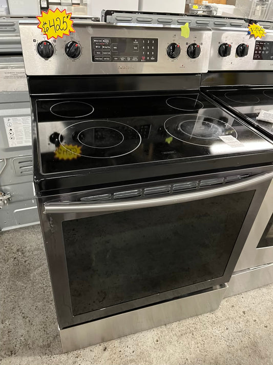 - Samsung glass top electric range 220v 4 burner bake broil fast boil steam clean Refurbished stainless steel 30" #ER318SB