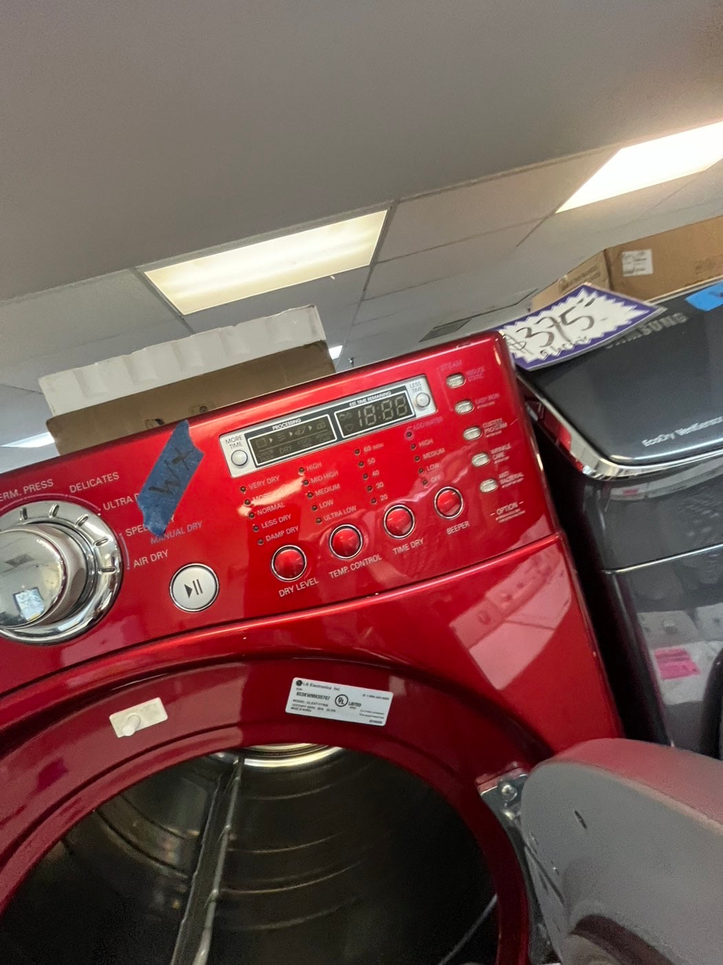 >LG washer 4.0cu ft & dryer 7.5 steam set electric 220v front load stackable or side by side - sensor dry in red  #FLWR23SETL