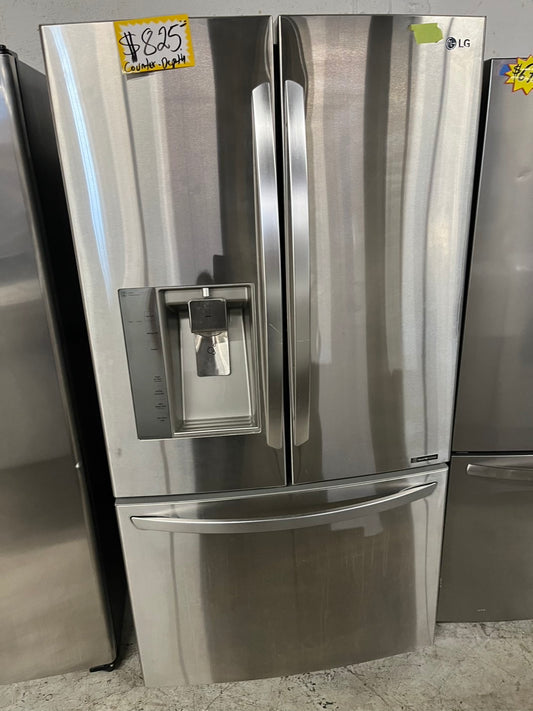 Used | Refurbished LG 36” Counter Depth french door refrigerator stainless steel w/Ice & water dispenser 36" 24 cu.ft # RF24LG0B