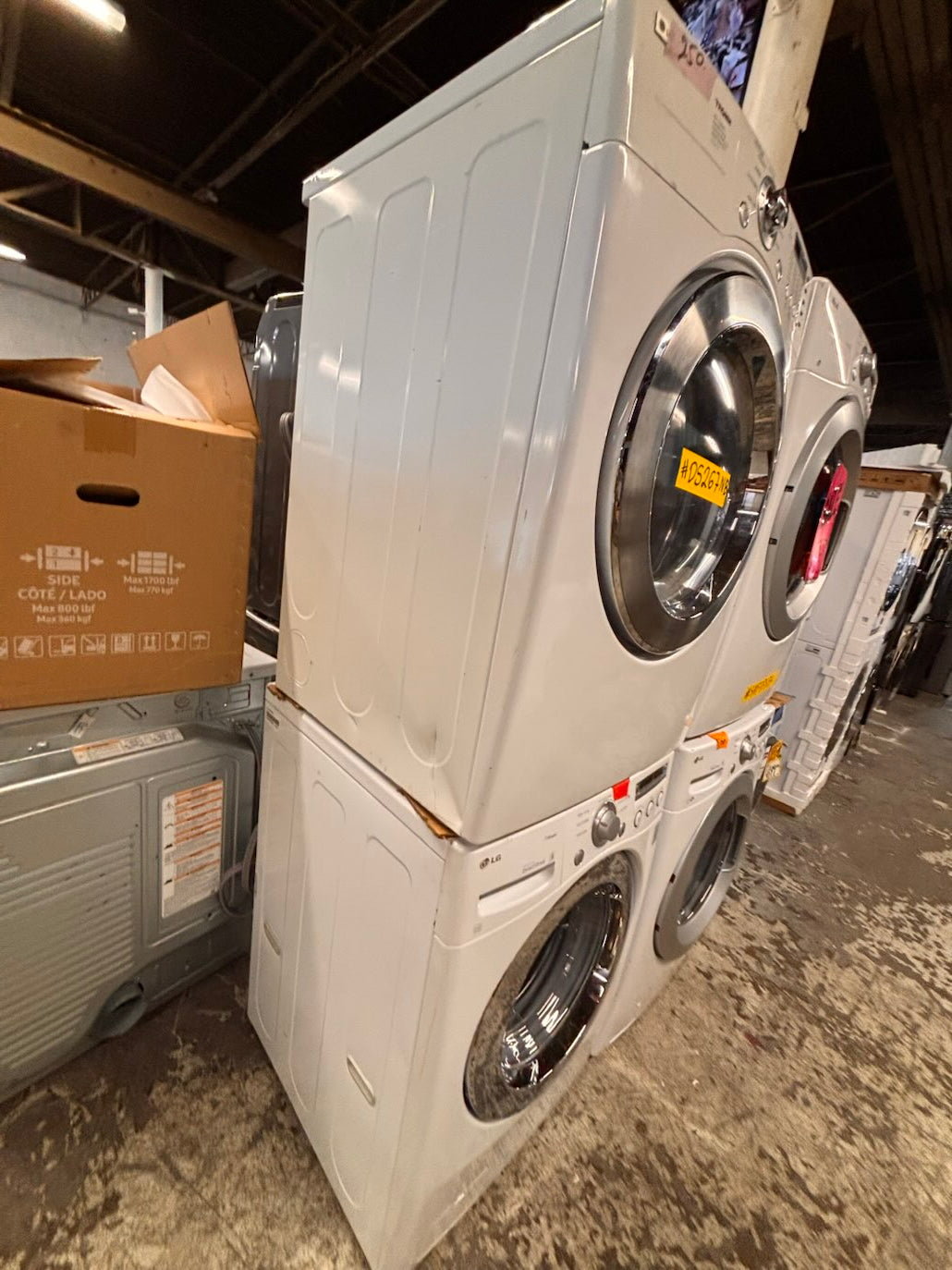 } } special🔥LG washer & dryer set large capacity,electric 220v front load stackable or side by side - sensor dry , working 💯 with warranty ! in white color used,refurbished #LGWW94SET