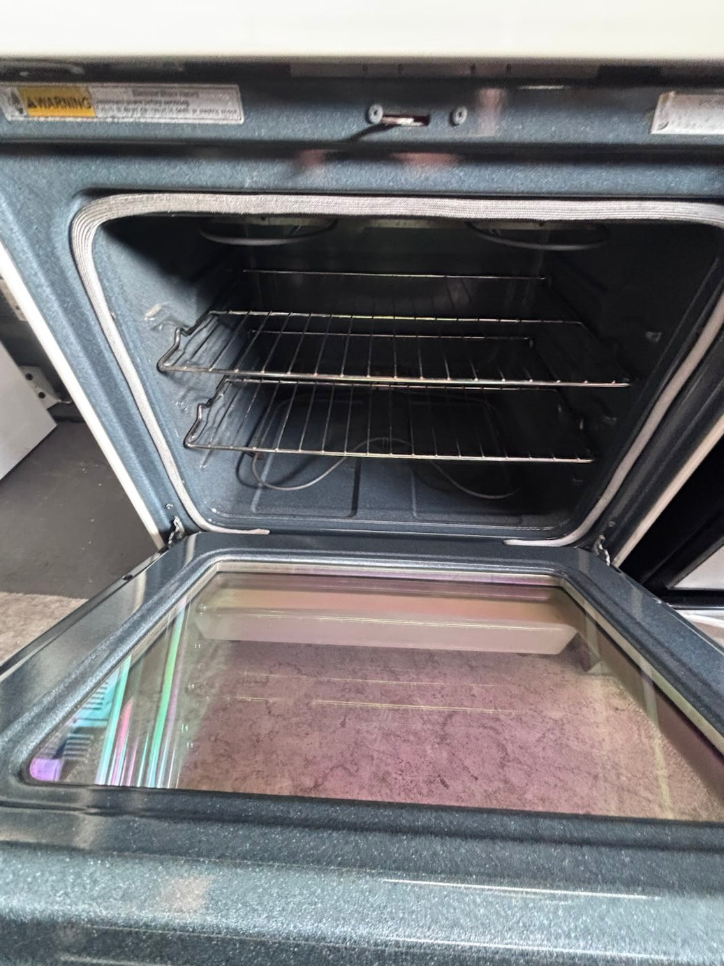 }sale🔥Whirlpool off white electric 220v glass top range 4 burners bake Broil roast auto clean 30" used-Refurbished #ESW71B