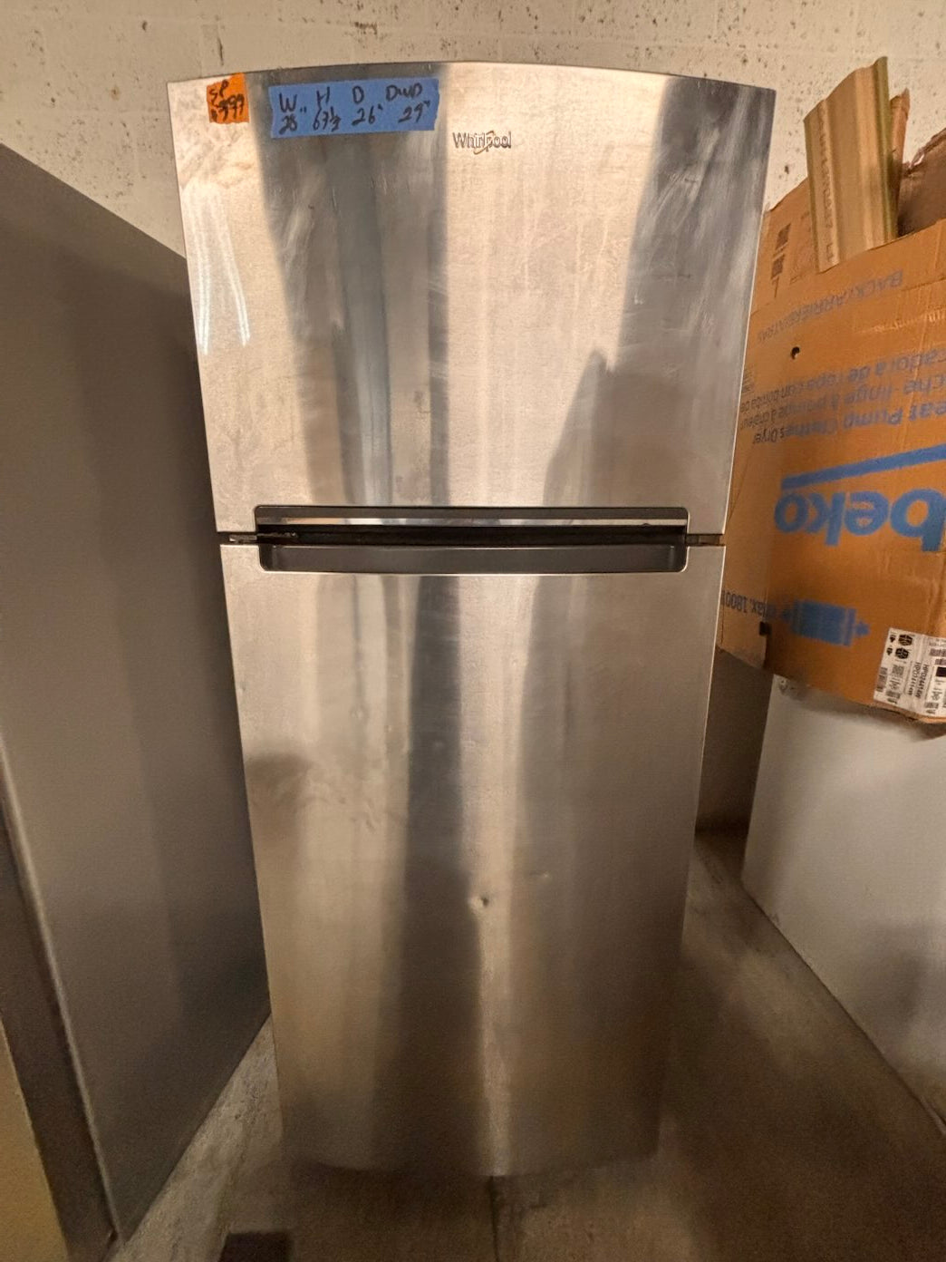 }}special 🔥28” whirlpool top freezer fridge stainless steel  used-refurbished working 💯  with warranty #FTW66ZB