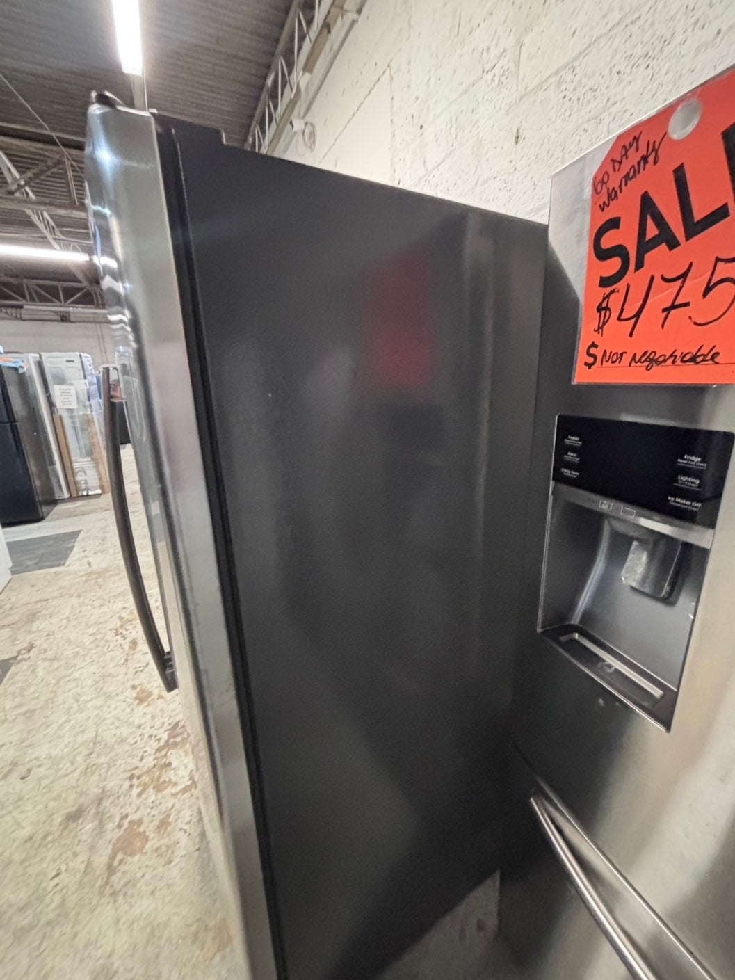 >*36” x 69h GE side by side Refrigerator and freezer stainless steel w/ice water dispenser 36” #SBS52RZB