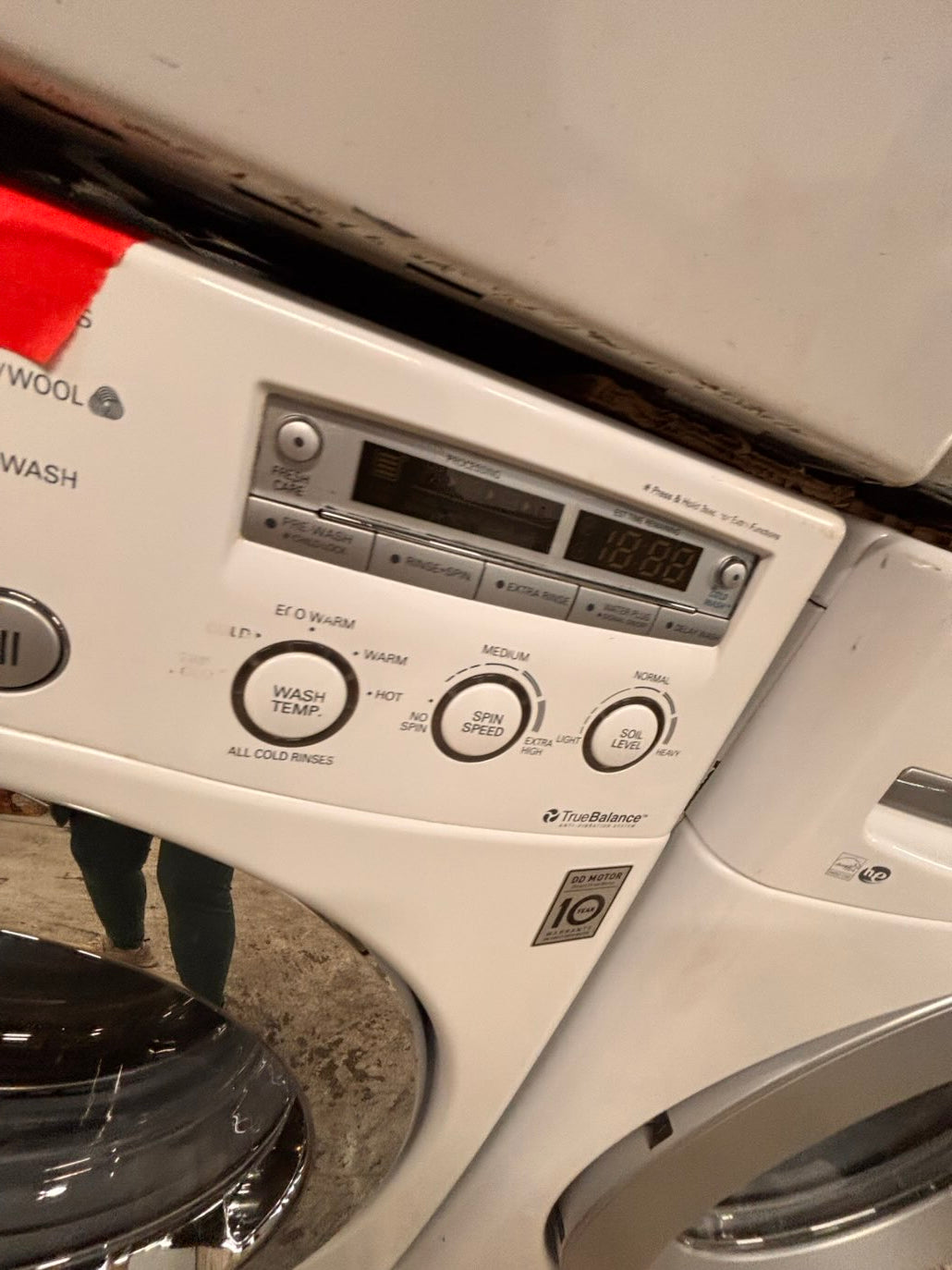 } } special🔥LG washer & dryer set large capacity,electric 220v front load stackable or side by side - sensor dry , working 💯 with warranty ! in white color used,refurbished #LGWW94SET