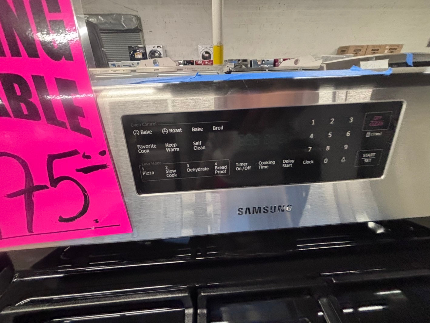 >Samsung Convection oven gas stove 5 burner bake broil i/lo in black & silver -used-Refurbished 30” #GRP55B
