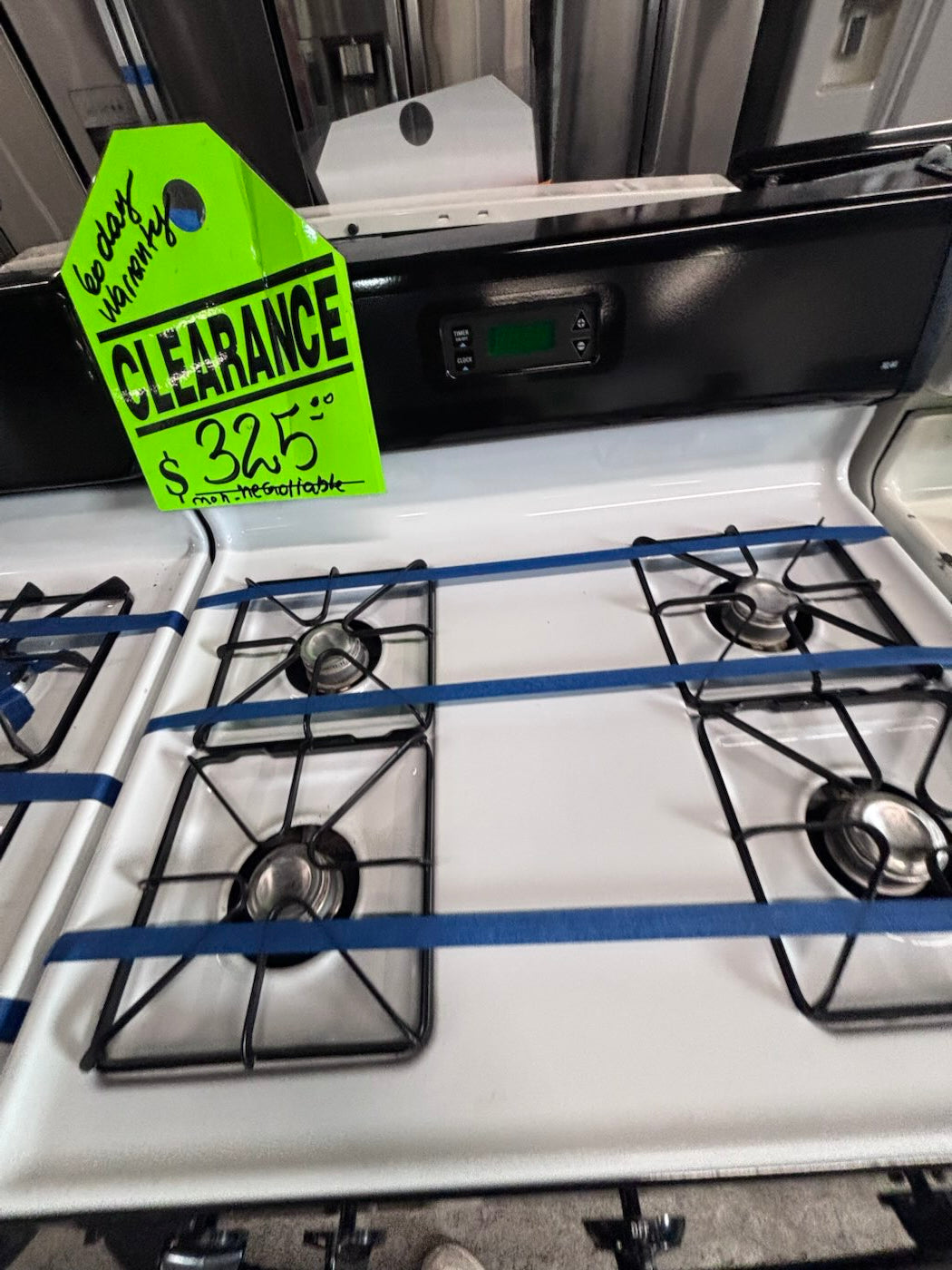 }sale🔥GE Gas range 4 burner bake broil Hi/Lo self clean in black & white working 💯 with warranty ,used-Refurbished 30” #GG69H7B