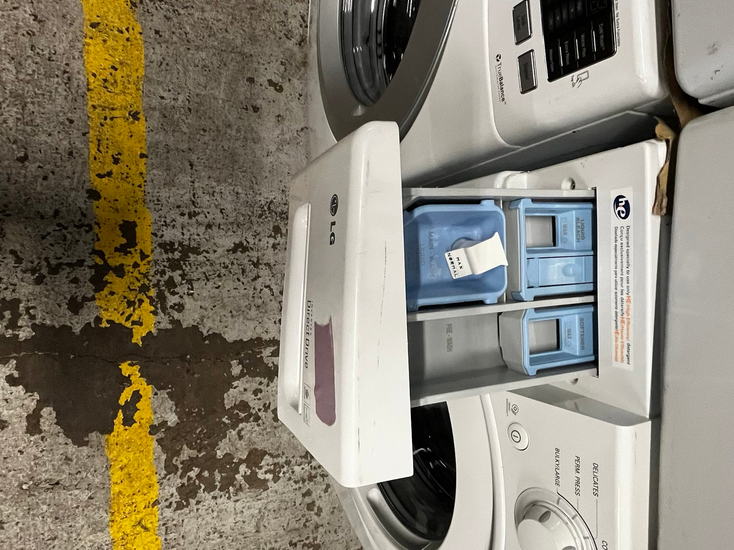 * 🎉 Black Friday - LG washer 4.5 cu ft & dryer 7.5 cu ft set electric 220v front load stackable or side by side - sensor dry He in white  #WD23391B
