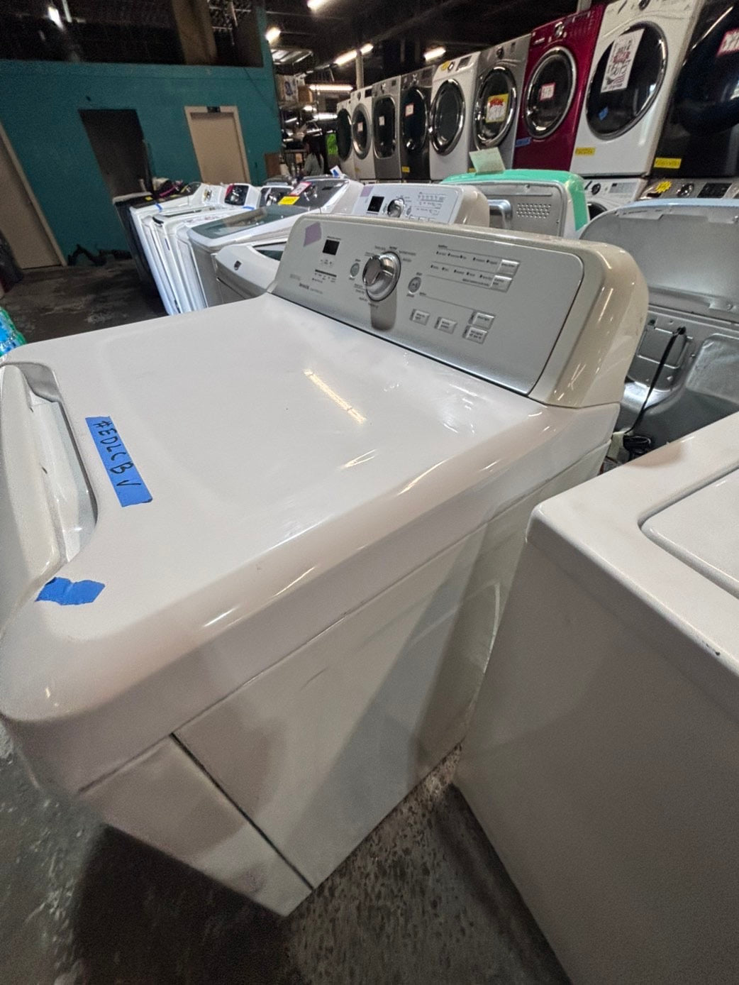 >*maytag bravos white  top top load washer large capacity & dryer set electric 220v side x side top load white color used-refurbished #WQX33SET