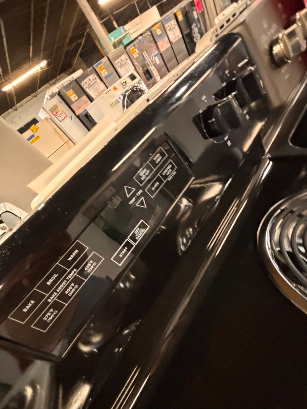 >*/Whirlpool  black  electric coil top range coil 220v bake /Broil 4 burner used-Refurbished  great condition 30" #AW554B