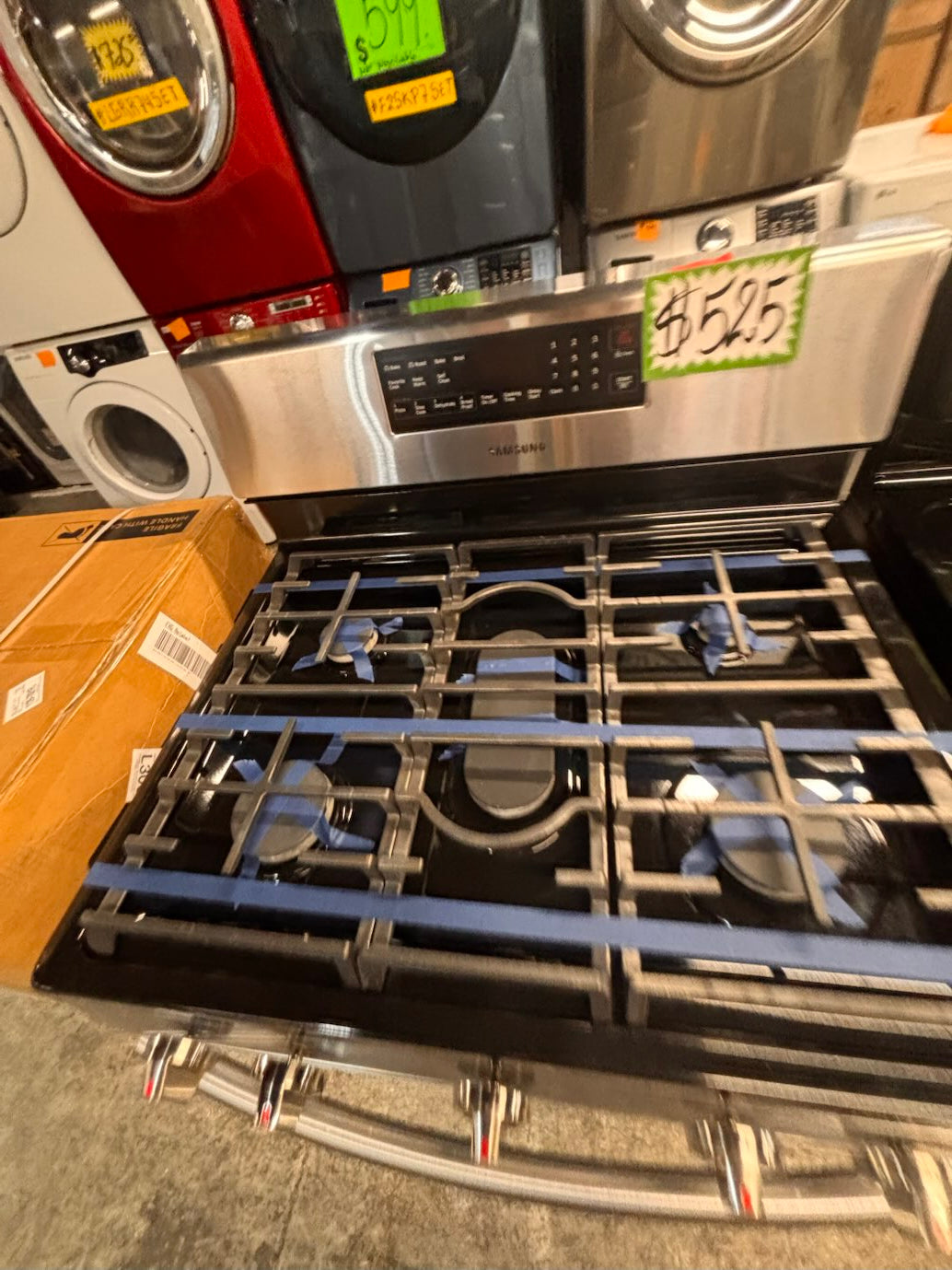 }} samsung Gas range 5 burner convection oven bake ,broil Hi/Lo self clean in stainless steel used-Refurbished 30” #SG911FB