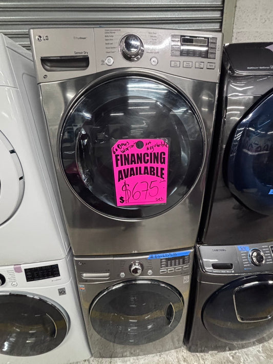 >💥LG steam washer 4.5 cu ft & dryer 7.5 cu ft set electric 220v front load stackable or side by side - sensor dry He in silver gray  #FWLD5BSET