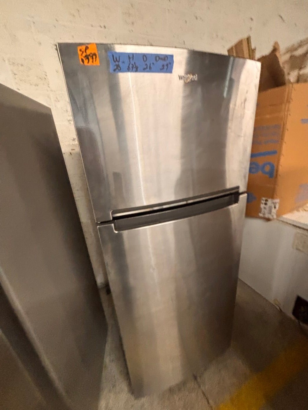 }}special 🔥28” whirlpool top freezer fridge stainless steel  used-refurbished working 💯  with warranty #FTW66ZB
