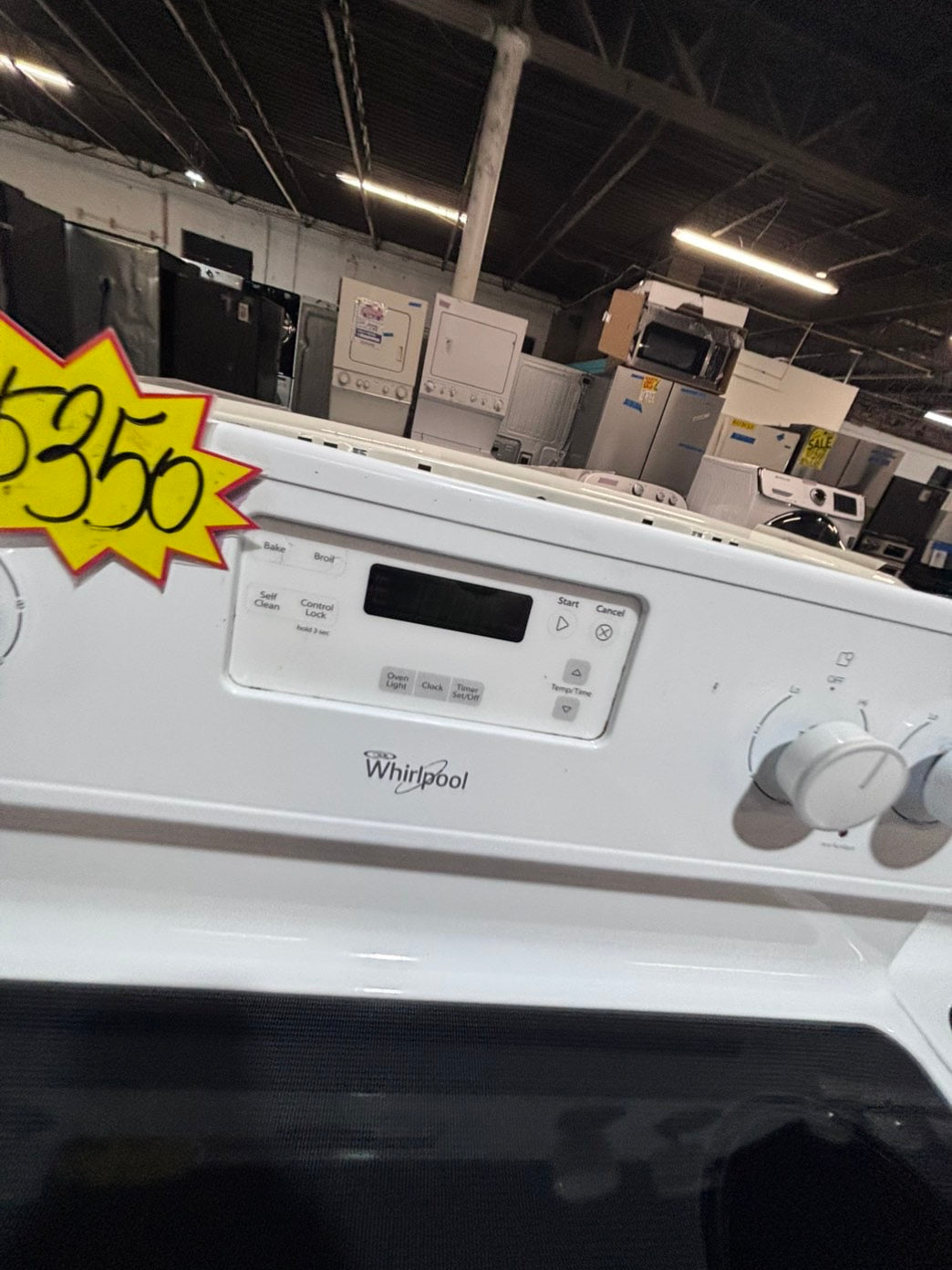 >*whirlpool electric 220v glass top range bake Broil roast self clean white  30" used-Refurbished #ESZ911B