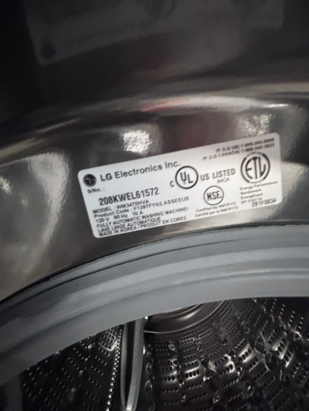 >used- refurbished LG front load washer & dryer set electric 220v large capacity with pedestals in stainless steel 27” #ELY3X45B