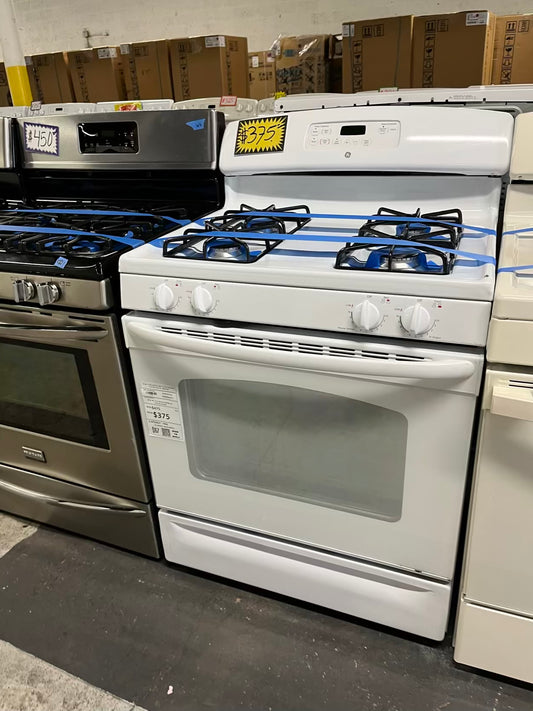 GE gas range stainless steel 4 burner bake broil hi/lo self clean 30" #ER677JB