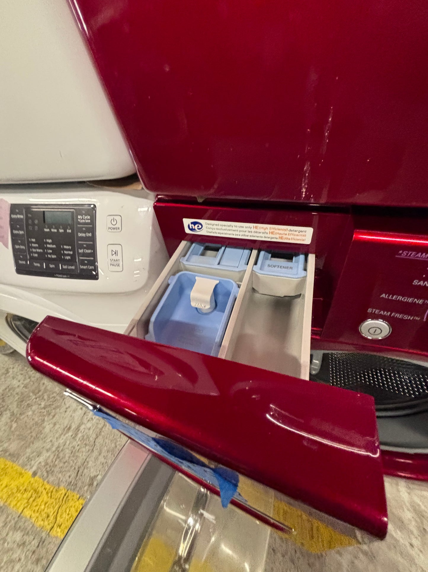>LG washer & dryer steam set electric 220v front load stackable or side by side - sensor dry in red  #WDRR5D6B