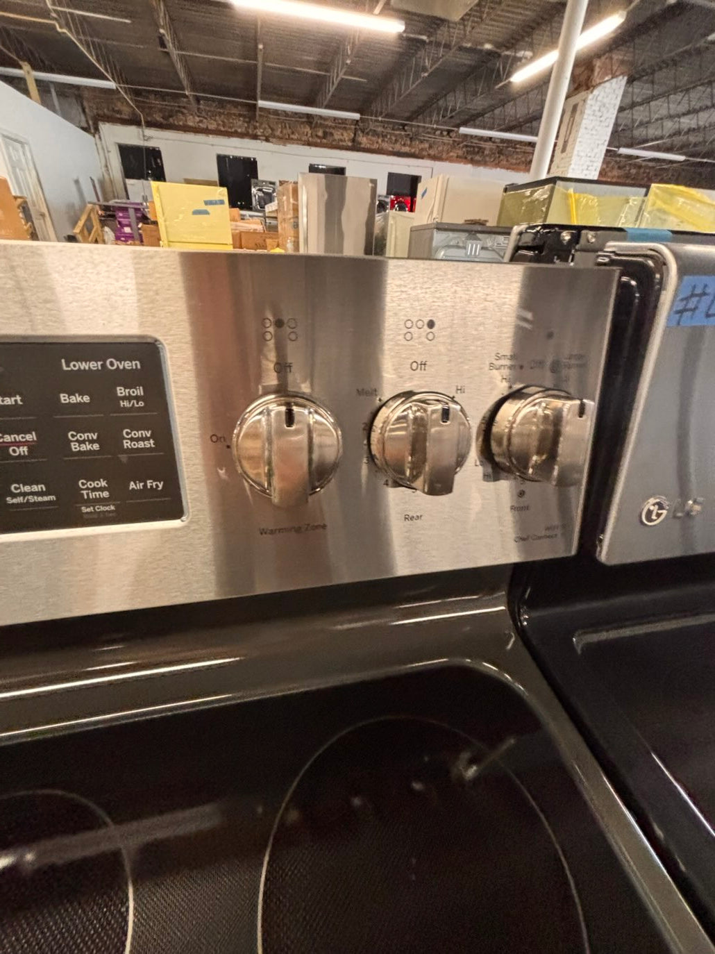 }} GE double oven Airfry convection oven electric 220v glass top range bake Broil roast self clean oven stainless steel working 💯  with warranty ! 30" used-Refurbished #GEST391B