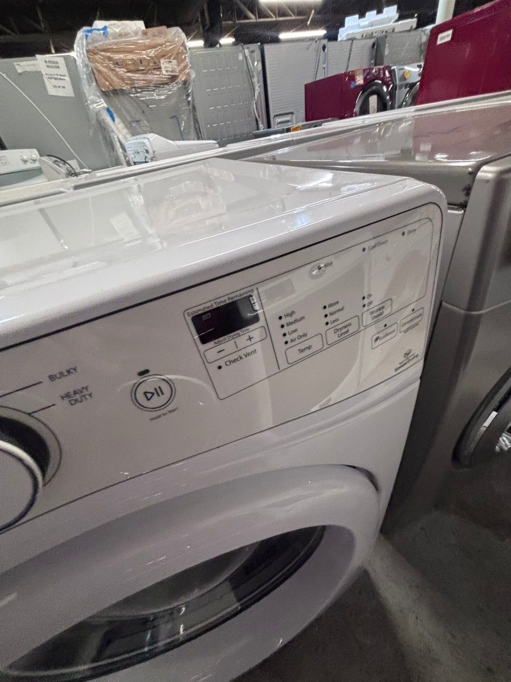 >*whirlpool sensor Dry front load stackable electric 220v dryer in white  color used-refurbished 27" #DWEY16B