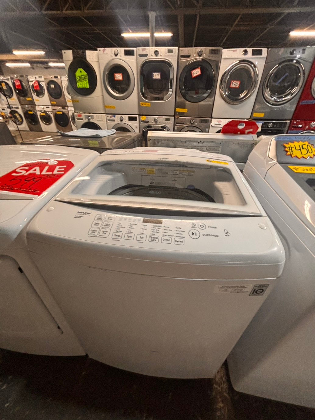 >*LG white  top top load washer large capacity & dryer set electric 220v side x side top load stainless steel drum white color used-refurbished #WYQ1ABB