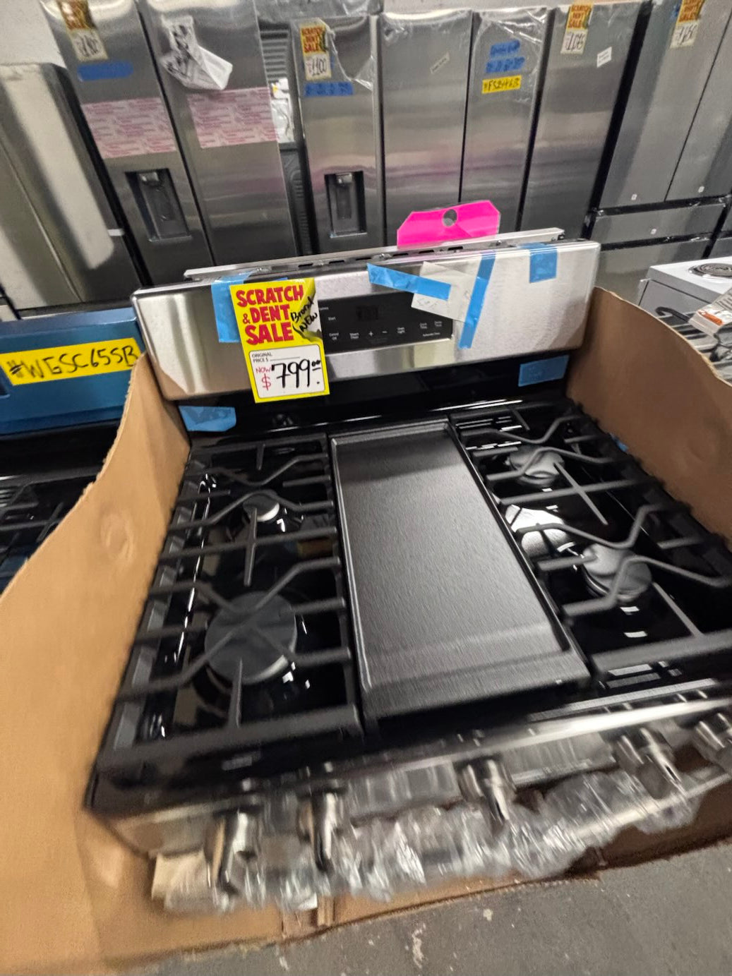 } new open box 📦 GE  five burner stainless steel  ,bake broil , self clean #WGQC6SB