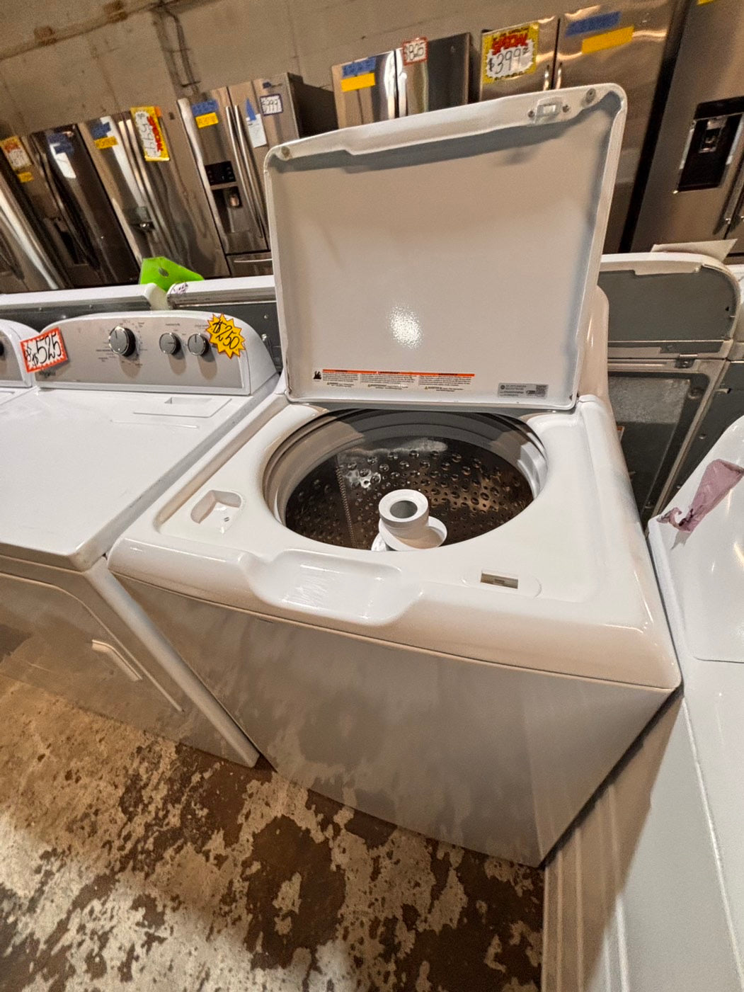 >*GE white  top top load washer with agitator  large capacity & dryer set electric 220v side x side top load stainless steel drum white color used-refurbished #GWD9ABB