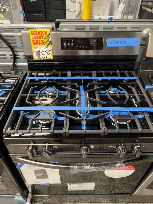 = Scratch & Dent Frigidaire Air fry convection oven Gas Range 5 burner in black Stainless Steel bake broil 30” #ERF5BB