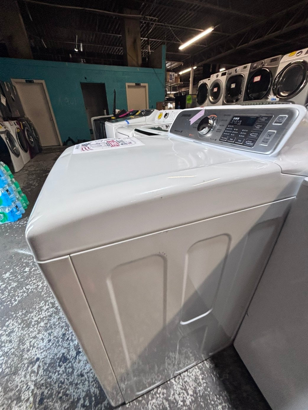 >*samsung white  top top load washer large capacity & dryer set electric 220v side x side top load stainless steel drum white color used-refurbished #W5AABB