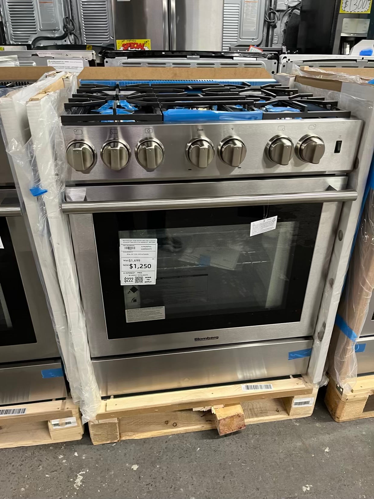 Open box 📦 Bloomberg gas range stainless steel slide in 5 burner convection bake broil hi/lo Sabbath 30" #RF739KB