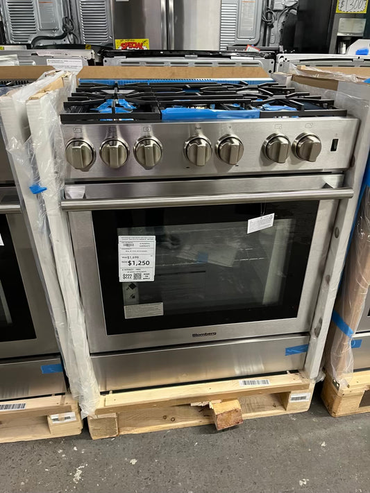 Open box 📦 Bloomberg gas range stainless steel slide in 5 burner convection bake broil hi/lo Sabbath 30" #RF739KB