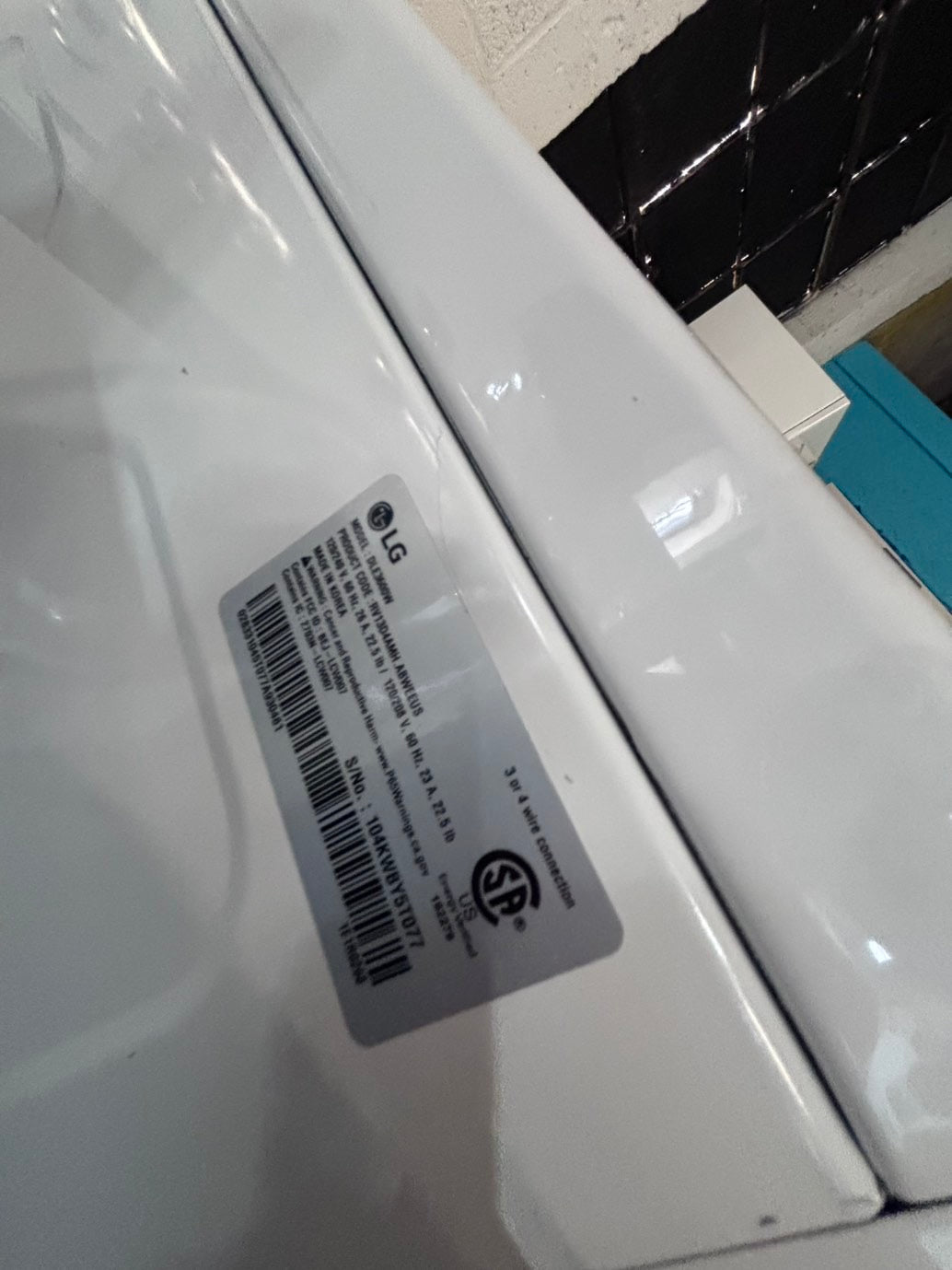 >*LG sensor Dry front load stackable electric 220v dryer in white  color used-refurbished 27" #DSTR5NB