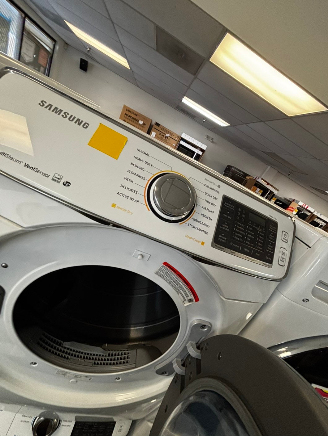 -Samsung steam washer 4.5 cu ft & steam dryer 7.5 cu ft set electric 220v front load stackable or side by side -sensor dry He in dark white  #WST547LL