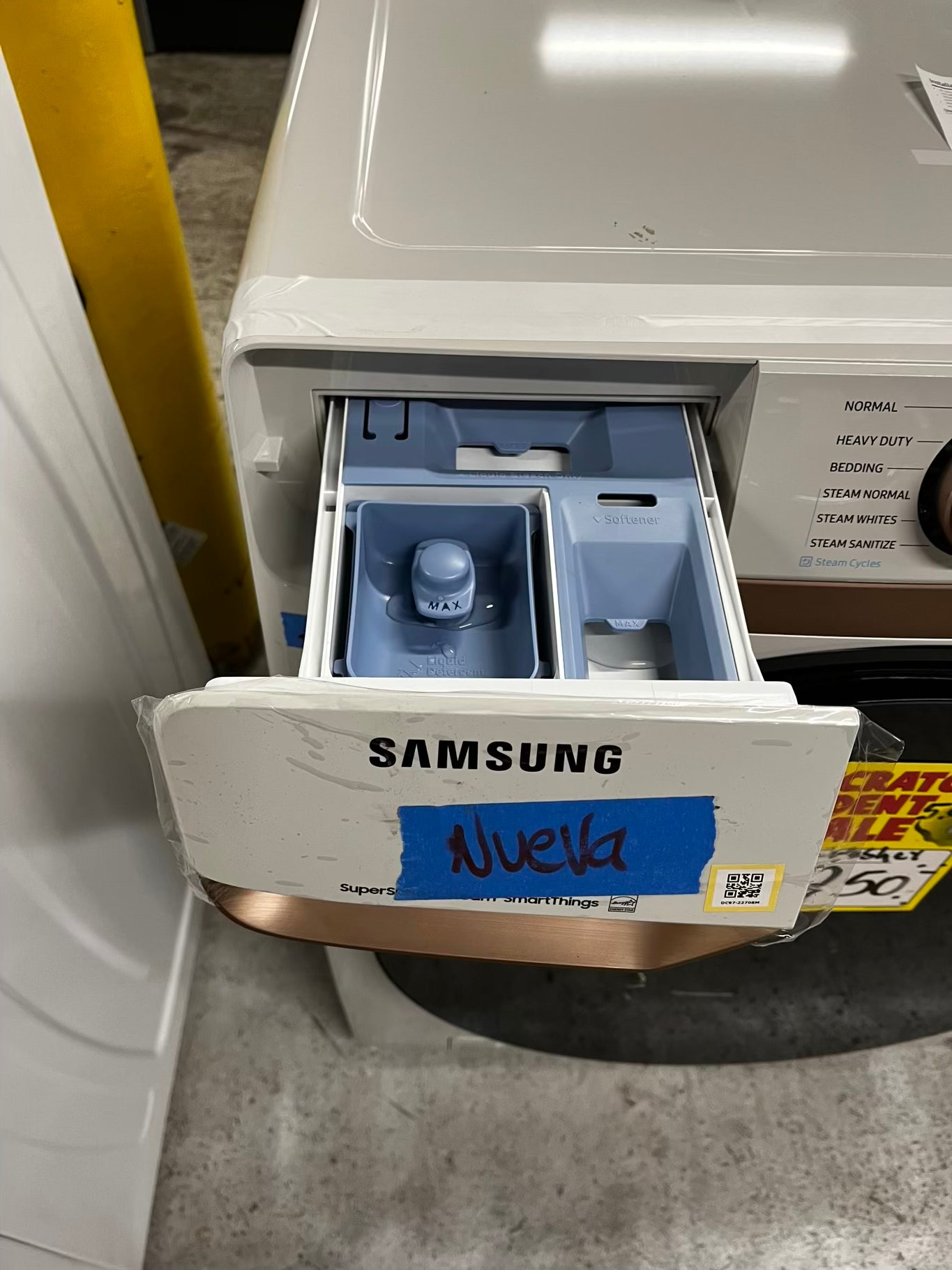 -Open Box 📦 Scratch & Dent Samsung 5 cu. ft. Extra Large Capacity Smart Front Load Washer in Ivory White with Super Speed Wash and Steam | stock number #WM315TB