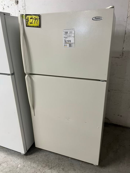 - whirlpool top freezer refrigerator off white used refurbished 33’ #RF901TB