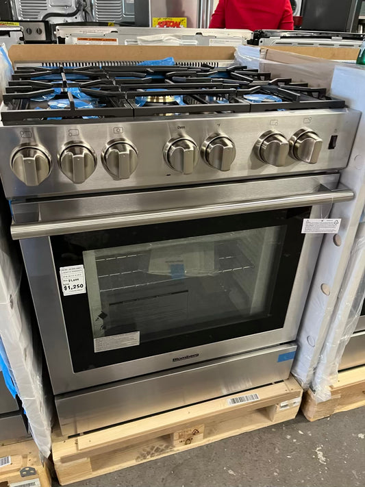 - Bloomberg Gas range 5 burner stainless steel convection bake, convection Roast broil Sabbath 30" #RF740YB