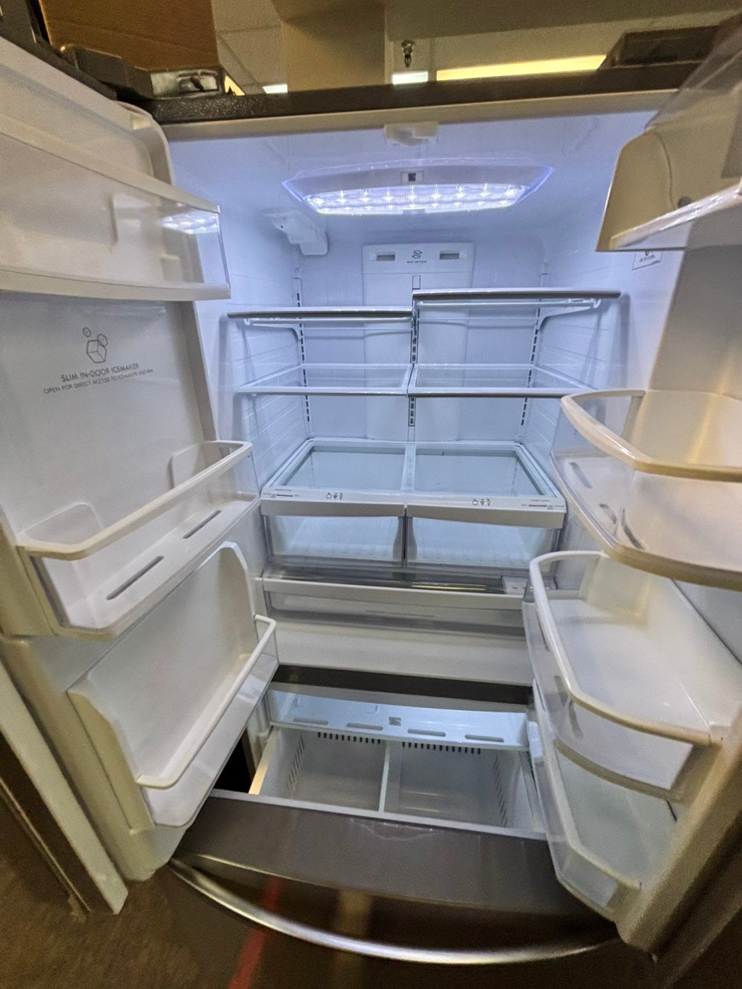 *Used Refurbished 33” Kenmore 26 cu.ft rench doors refrigerator stainless steel w/ice & water dispenser inside  item number #RF559LL