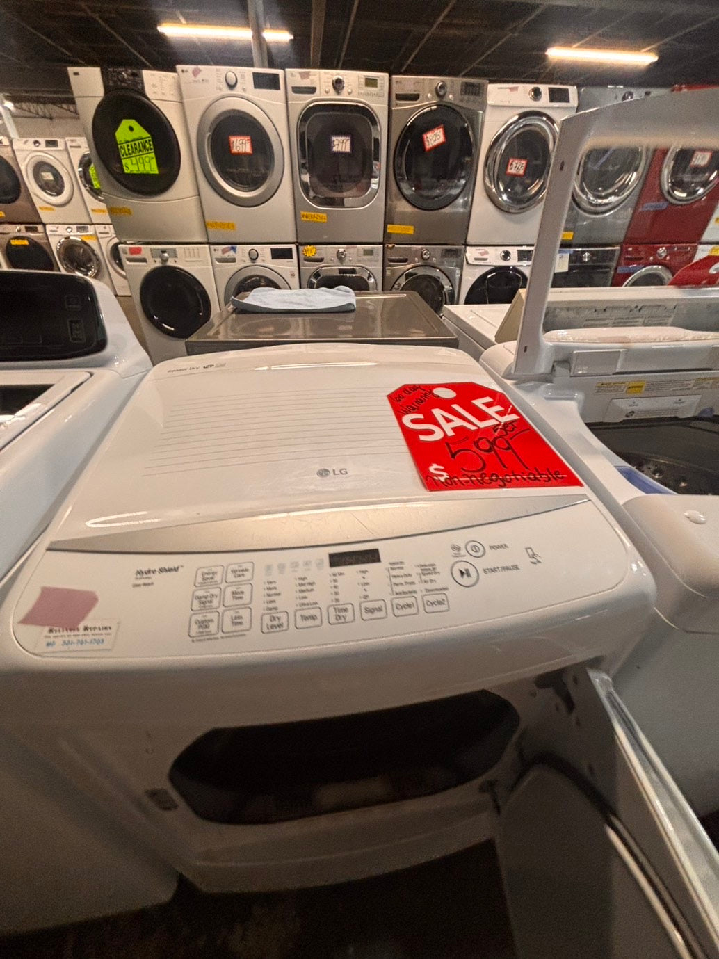 >*LG white  top top load washer large capacity & dryer set electric 220v side x side top load stainless steel drum white color used-refurbished #WYQ1ABB