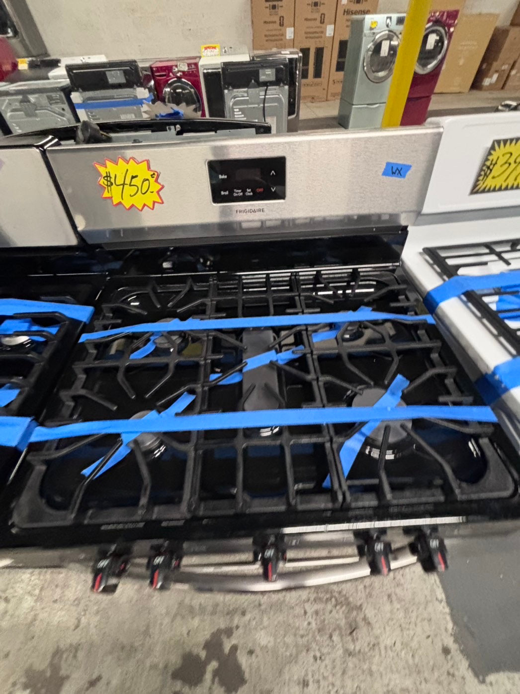 >FRIGIDAIRE Gas range 4 burner bake broil self clean in stainless steel used-Refurbished 30” #GRZW9B