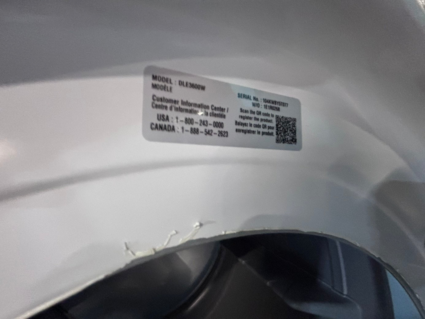 >*LG sensor Dry front load stackable electric 220v dryer in white  color used-refurbished 27" #DSTR5NB