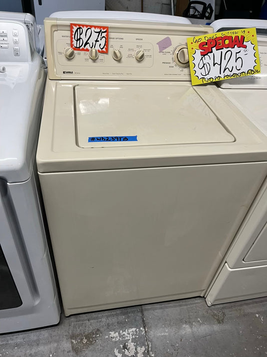 - Kenmore washer & dryer set electric 220v side x side top load w/agitator used-refurbished #WD239TB