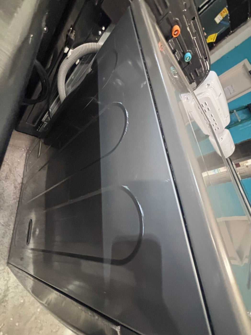 >*used great condition 29”refurbished LG steam washer & dryer set electric front load jumbo size stackable or side by side stainless steel drum 29" #WEX5S9B