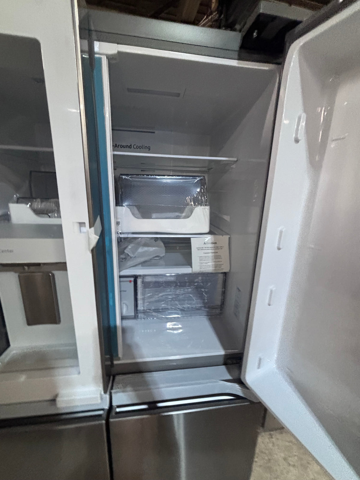 } New open box 📦 Samsung - 36 in. Wide Bespoke 23 Cu. Ft. 4-Door Flex French Door Counter Depth Refrigerator with Beverage Center - Stainless steel working 💯 with warranty #SCD23NB