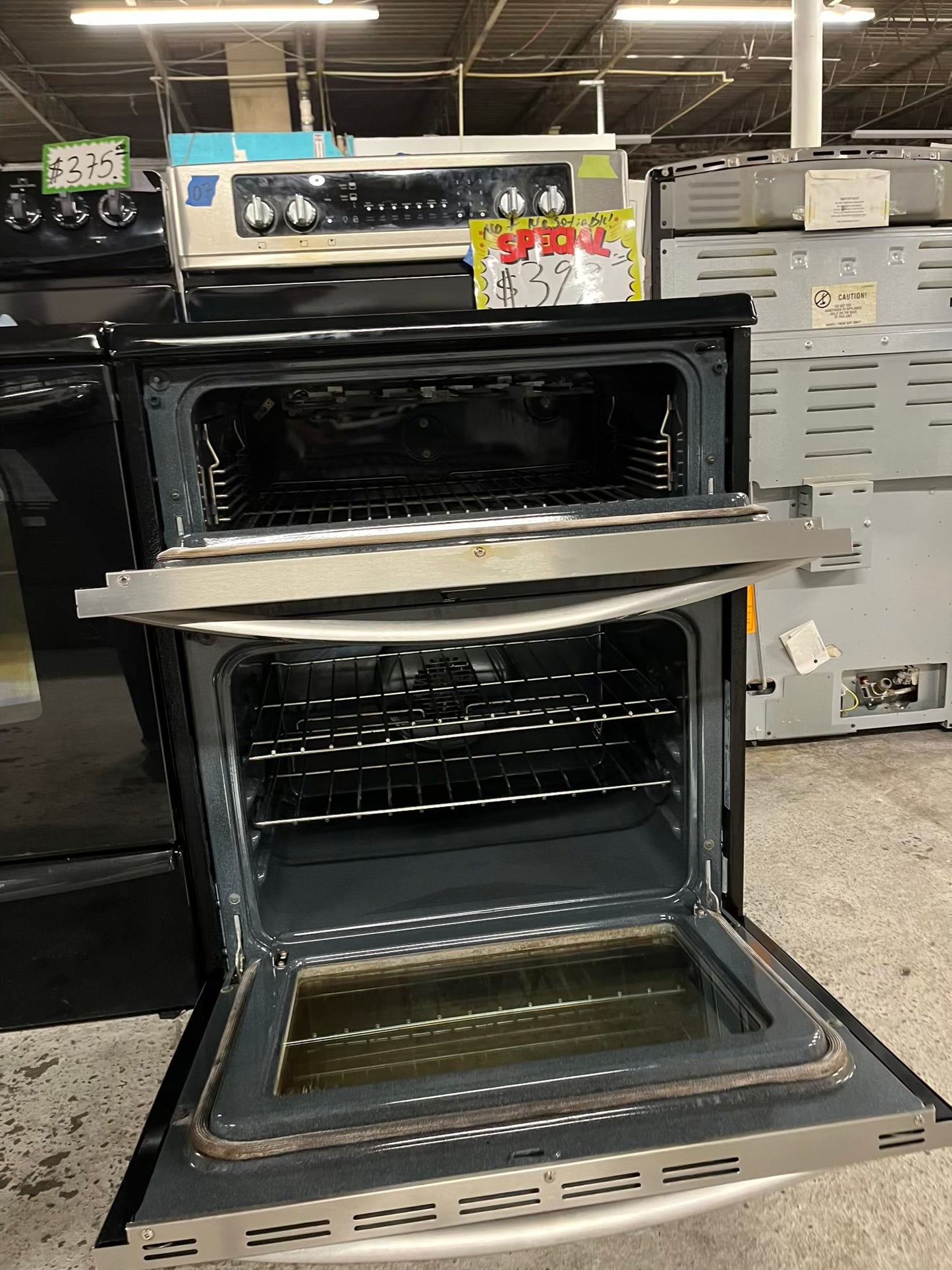 Frigidaire double oven electric 220v range 5 burner warm zone bake broil convection self clean stainless steel 30" #ER489DB Refurbished