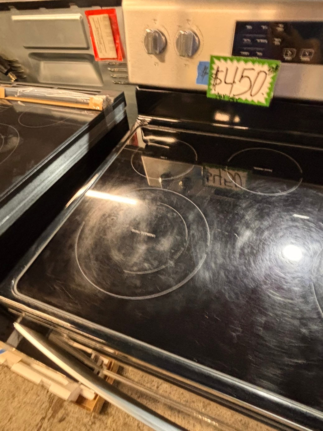 >*whirlpool electric Air-fry 220v glass top range convection-oven  bake Broil roast self clean stainless steel 30" used-Refurbished #EAF661B