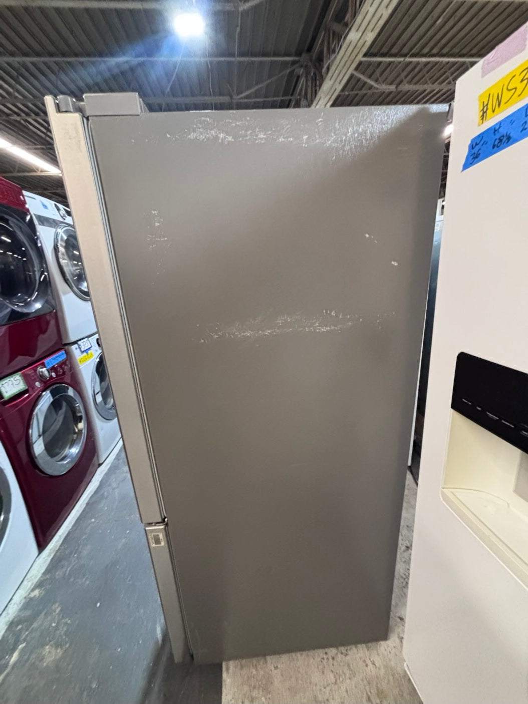 } LG 33” x68 1/2 height x 30”depth bottom freezer fridge   ,stainless steel. used-like new , refurbished #BFLG151B