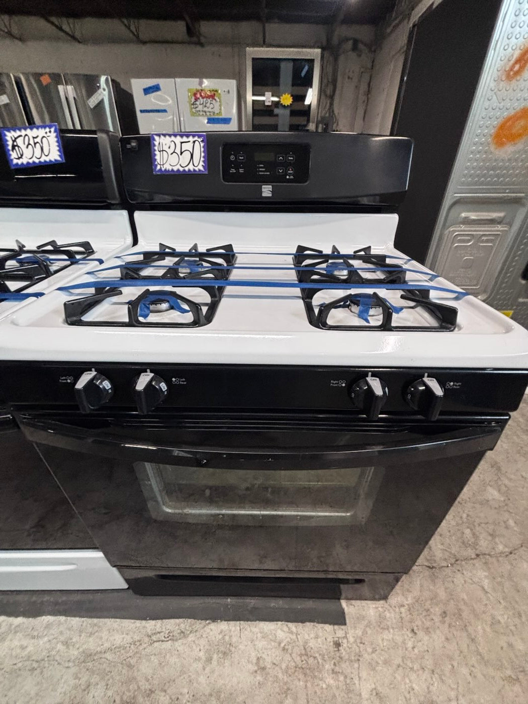 } kenmore Gas range 4 burner bake broil Hi/Lo self clean in black & white working 💯 with warranty ,used-Refurbished 30” #KGS9H7B