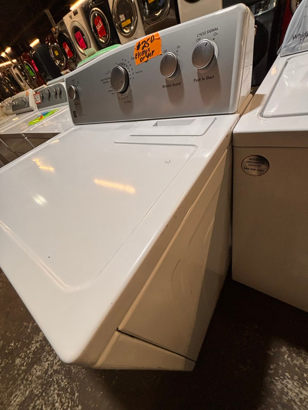 }Kenmore  29” extra large capacity side x side large capacity electric 220v dryer  in white 29”Refurbished #KEDK11B