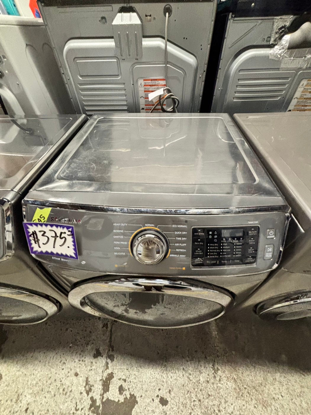 -Samsung steam silver-gray front load stackable Gas dryer stain drum large capacity #DG221B-TR